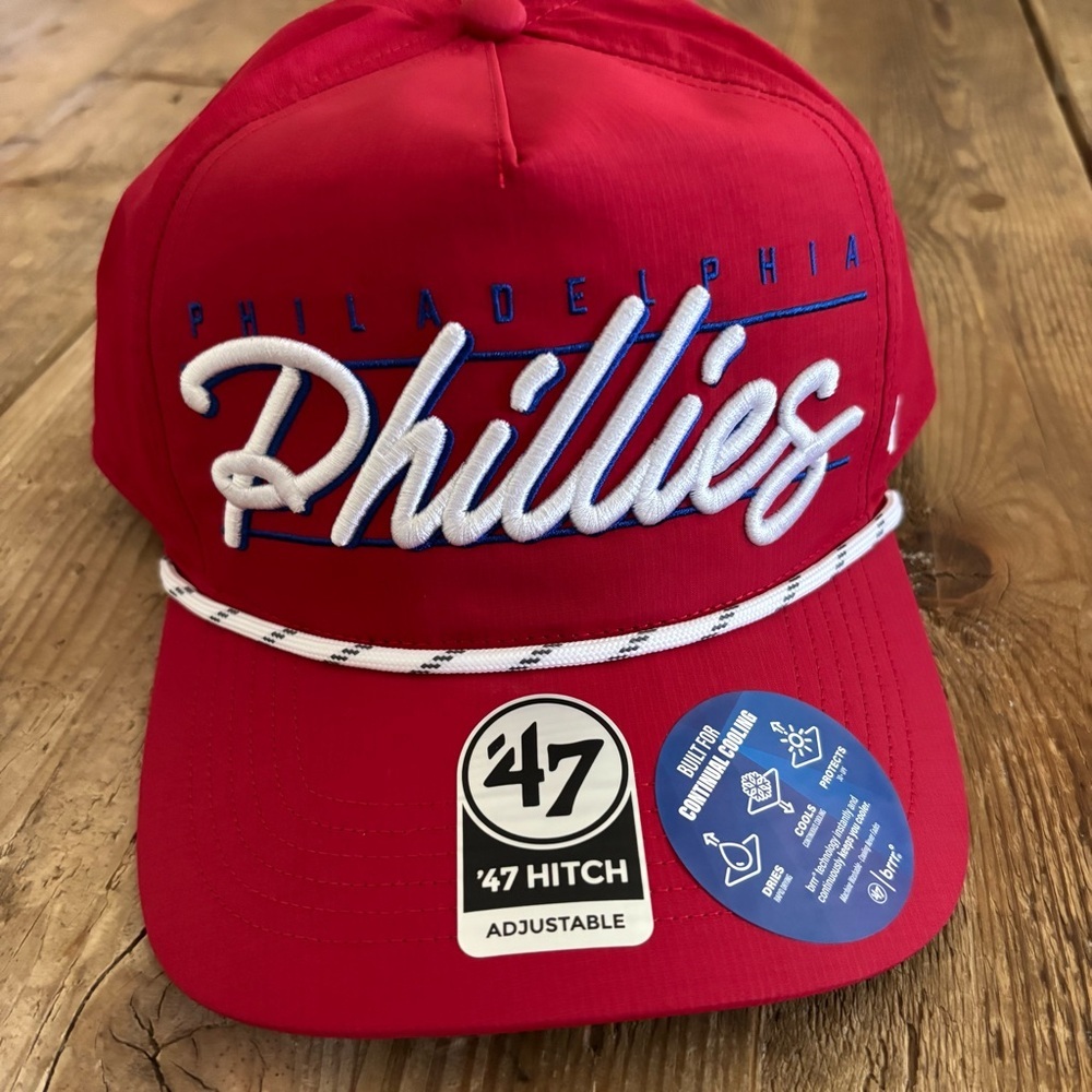 NWT Philadelphia Phillies MLB '47 Brand Red Script Rope Hitch Adjustable Hat - Picture 2 of 8